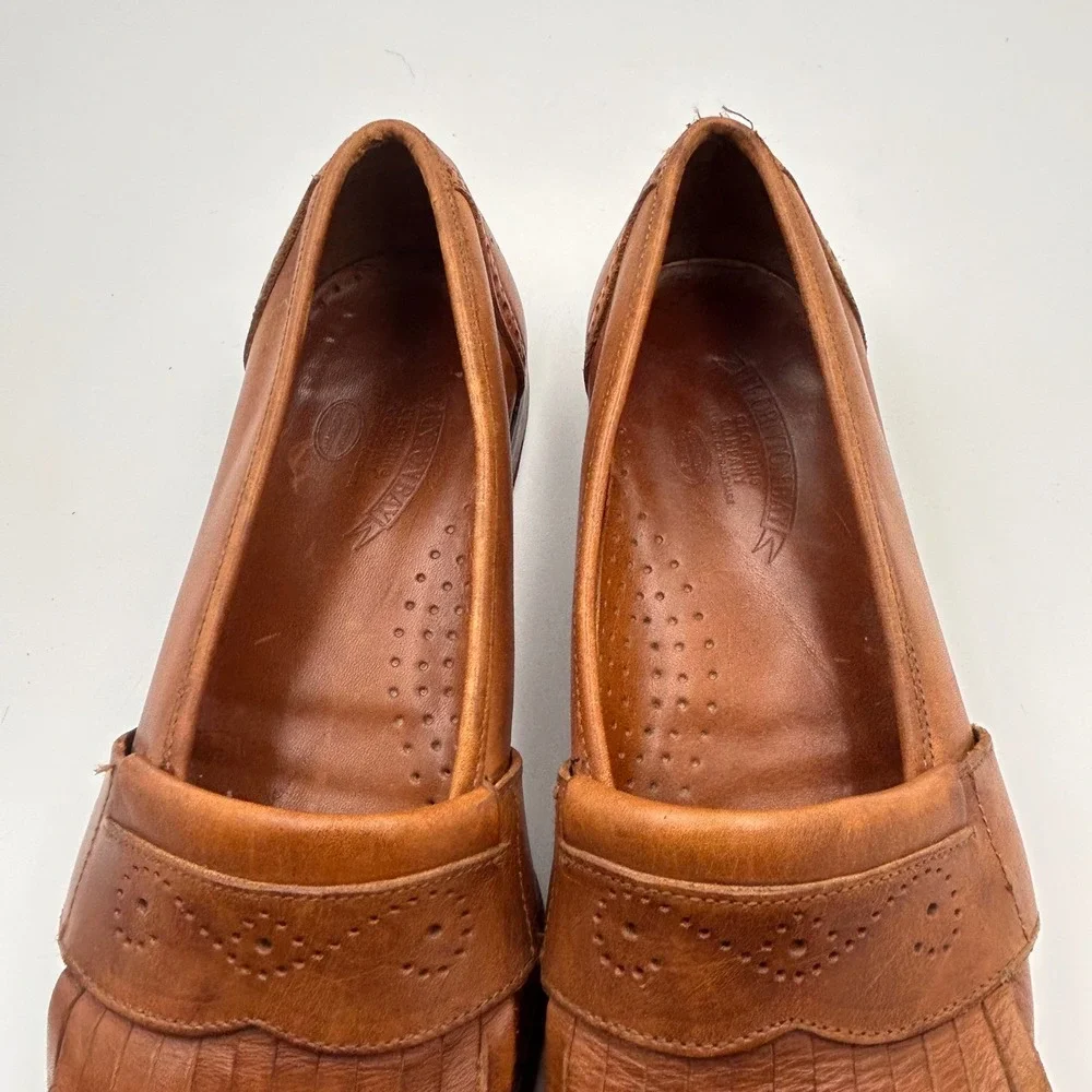 VTG Thornton Bay Kiltie Loafers Men 10 Brown Leather Brogue Made in Italy Preppy